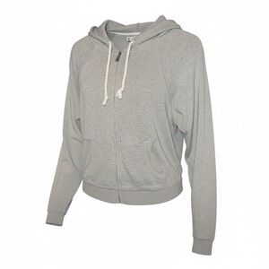 Roxy Gray Zip Up Hoodie Large Sequin Geometric Boho Surf Style